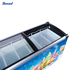 510L <b>Large</b> Commercial Glass Door R290 Gelato Chest Freezer Mechanical Temp Control Manual Defrost Coated Steel Wire Basket - Product Image 4