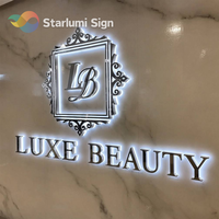Enseigne de salon de beauté SPA et panneaux de réception, lettres en métal miroir doré, logo de marque 3D LED rétroéclairé pour entreprise