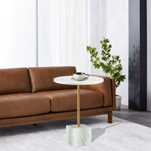 Venta directa de fábrica moderno vintage redonda de mármol natural en sofá <span class=keywords><strong>mesa</strong></span> <span class=keywords><strong>lateral</strong></span> - Product Image 3