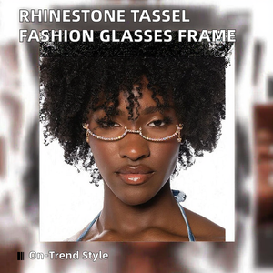 New Arrival Luxury Rhinestone Tassel <b>Crystal</b> <b>Glasses</b> Frame Fashion Full Street Shooting Easiest Chain Eyeglass Frame Christmas - Product Image 2