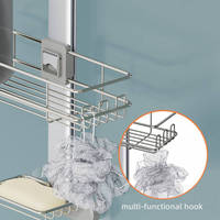 WIREKING Organisateur de douche suspendu sur porte, étagère d'angle murale en aluminium pour salle de bain, support pour savon avec crochets