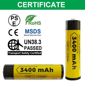 بطارية فابسيل 18650 B34 قابلة لإعادة الشحن بسعة 3400 مللي أمبير وتيار 10 أمبير مع لوحة حماية 3.7 فولت مقارنة ببطارية ليتوكالا NCR18650B 34b - Product Image 5