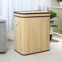 Bon choix couvercle élégant Design carré en bambou pliable vêtements stockage panier à linge paniers avec couvercle et poignées