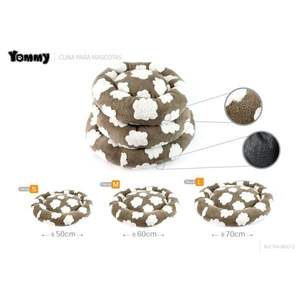 Set di Tre Pezzi per Cuccia Rotonda in Velluto di Cotone Jacquard Marrone per Animali Domestici, Letti Premium per Animali - Product Image 1