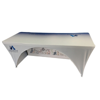 Nappe de table personnalisée en couleur imprimée par sublimation extensible de haute qualité Couverture de table d'affichage de 4 pieds 6 pieds 8 pieds pour salons professionnels
