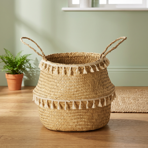 Yulin Jiafu Bluemake <b>Foldable</b> Eco-Friendly Multifunction Nautical Woven Seagrass Belly <b>Basket</b> for Storage (Multi-color Custom - Product Image 3