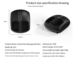 Pemijat kaki Phenitech- Shiatsu, mesin pemijat kaki kompresi penggulung dengan panas, getaran, untuk Plantar Fasciitis, neuropatik - Product Image 2