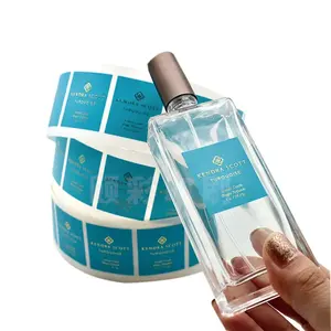 Rollo de lujo a prueba de agua de impresión personalizada en botellas de perfume Etiqueta de papel de aluminio de oro Etiqueta de botellas de perfume