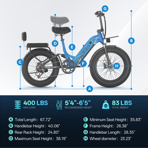 Bicicleta Eléctrica Urbana de 1500W y 20 Pulgadas para Adultos, Batería Desmontable de 48V 20Ah, Largo Alcance, 7 Velocidades, EK12, Batería de Largo Alcance de 80 Millas - Product Image 6