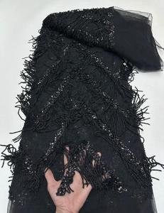 HFX 2024 Fashion French <strong>Mesh</strong> Lace <strong>Fabric</strong> With Sequins Embroidery Beaded African Nigerian <strong>Fabric</strong> for Wedding Dress <strong>Material</strong> - Product Image 4