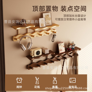 Modern Minimalist Wooden <b>Wall</b> Hook Rack Multipurpose <b>Hanging</b> <b>Storage</b> For Entryway Living Room Coat Hat Key Organizer - Product Image 3