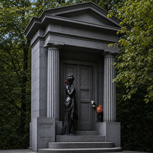 Monument funéraire <span class=keywords><strong>de</strong></span> luxe en granit noir avec auvent, style classique européen, pilier romain, pierre tombale, mausolée, plaque commémorative pour cimetière - Product Image 4