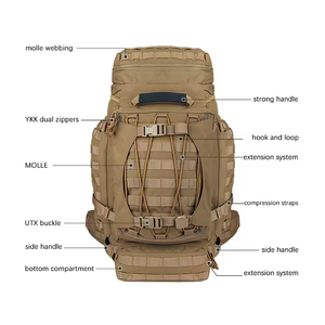 Bolsa de Montañismo de gran capacidad para trabajo pesado, impermeable, a prueba de polvo, transpirable, aventura, viaje al aire libre, mochila de lona táctica - Product Image 2