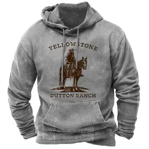 Yellowstone Style Trend Loose Hooded Sweatshirt Herren Mode Vintage Aztec Pattern Hoodies Größe 6XL