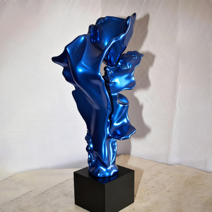 Trừu tượng hiện đại những người yêu thích màu xanh sợi thủy tinh điêu khắc 12 "x 8" x 26 "H trong phim hoạt hình phong cách với Electroplated kết thúc nghệ thuật & sưu tập - Product Image 6