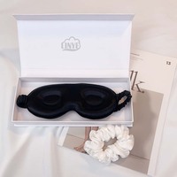 Masque oculaire 3D en soie de bonne qualité, Logo personnalisé noir, masque de protection des yeux, mousse à mémoire, voyage
