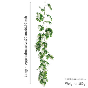 Plantas Artificiales Colgantes, Hojas Verdes de Plástico, Alta Simulación, Decoración Interior y Exterior, Decoración para Bodas y Hogar - Product Image 6