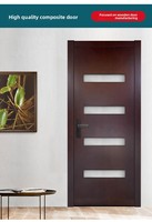 Porte de salle de bain en bois massif avec vitre, porte intérieure, porte en composite de noyer peinte, porte PD, volets en bois de plantation
