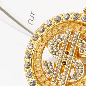 G1487 bijoux plaqués or 18K Hip Hop Punk plein Zircon <span class=keywords><strong>argent</strong></span> Dollar pendentif Spinning chaîne cubaine hommes or dollar collier - Product Image 5