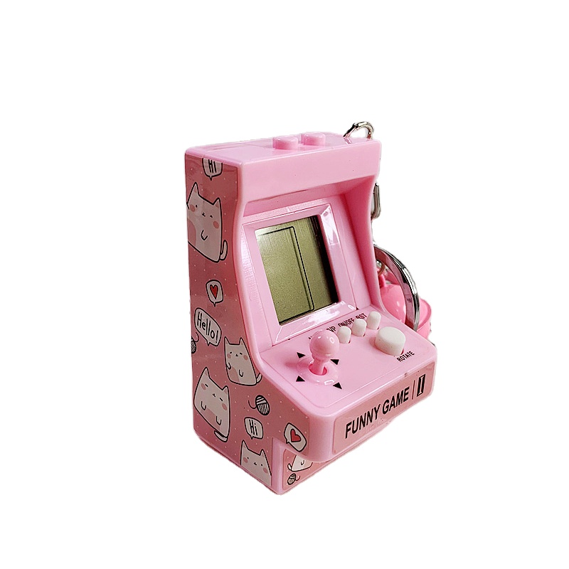 Handheld Game Console Portable Mini Brick Game Players key ring game machine Kawaii Charms Plastic Key Chains for Kids Adult