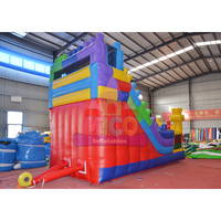 Toboggan gonflable sur le thème des blocs de construction de 20 pieds avec mur d'escalade, château gonflable commercial pour la location de fêtes d'enfants et les événements en plein air