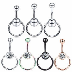 G23 titanio 14G cristal gema ombligo Piercing anillo Sexy mujer gótico Ombligo bola circón piedra principal oro ombligo joyería - Product Image 1