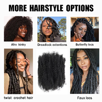 Vente en gros Cheveux humains 100% afro crépus en vrac pour dreadlocks Extensions de cheveux humains afro crépus bouclés de qualité supérieure pour mèches