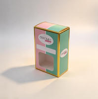 Kotak Hadiah Cokelat Cetak Kustom dengan Jendela PET Transparan, Karton Lipat Putih Food Grade dengan Pinggiran Emas Panas untuk Cokelat