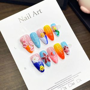 <span class=keywords><strong>Uñas</strong></span> Postizas Francesas Hechas a Mano en 3D, Forma de Almendra, Acrílicas, Reutilizables, Venta al Por Mayor - Product Image 3