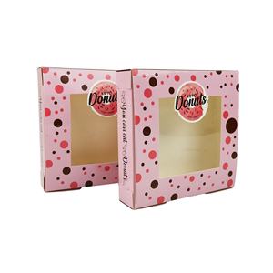 Cetakan Kustom Donat Roti Mengambil Kotak Kertas Kotak Manis dengan Jendela Plastik - Product Image 2