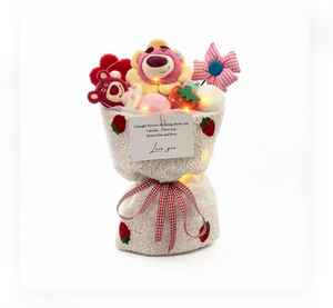 Bouquet Éternel de Fleurs d'<span class=keywords><strong>Hortensia</strong></span> au Crochet Fait Main, Adorables Ours <span class=keywords><strong>Fraise</strong></span>, Décoration Maison, Cadeau Pâques et Saint-Valentin - Product Image 1