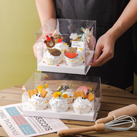Boîtes à gâteaux, à macarons et à cupcakes avec poignée en corde, transparentes, blanches et noires, personnalisées, jetables, pour aliments