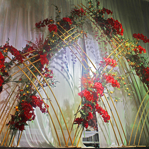 5 sets gold Iron event party Decor wedding flower sash wedding background wall Set mesh bow frame wedding stage decoration - Product Image 2