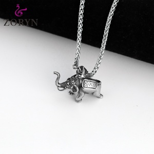 Colgante de Elefante de Acero Inoxidable, Estilo Bohemio Tribal Vintage, Amuleto de la Suerte, Joyería de Moda de Acero de Titanio para Hombres y Mujeres - Product Image 2