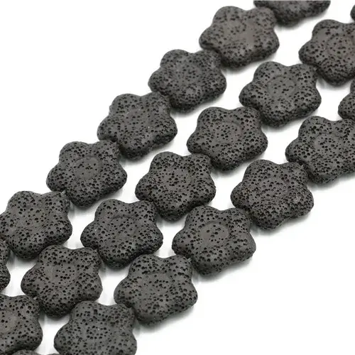 Natürliche schwarze Lava flache Sternform Stein perlen für lose Perlen Schmuck herstellung