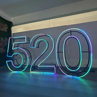 Lettre de décoration de mariage en métal 3D, cadre néon pliable RGB, numéro néon pour la décoration de fête