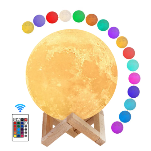 12CM Dropship Moon Lamp Night Light 3D Print Moonlight Timeable LED Dimmable Rechargeable Bedside Table Desk Lamp