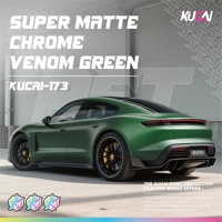 KUCAI Prix de gros Vinyle de recouvrement automobile PET Super Mat Chrome Vert Venom pour extérieur, Accessoires de carrosserie, Rouleau de 1,52*17M