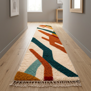 Handmade Moroccan Azilal Wool <b>Runner</b> Hand-Knotted <b>Washable</b> Anti-Slip Boho <b>Carpet</b> for Home - Product Image 2