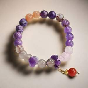 Pulsera de Cristal Natural Multi-Tesoros de Estilo Fuego Púrpura Nueve 2025, Hecha a Mano, para Mujer, <span class=keywords><strong>Beneficios</strong></span> para Empleados, Venta al por Mayor - Product Image 6