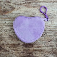 En gros, Mini porte-monnaie en peluche en forme de cœur couleur bonbon, avec fermeture éclair, porte-clés, pochette portable pour cartes d'identité et monnaie, design simple