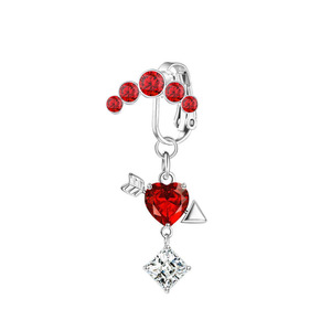 Clip de diamant rouge Zircon pendentif pierre Style sans poinçon en acier inoxydable nombril ongles bijoux de mode Piercing bijoux - Product Image 4