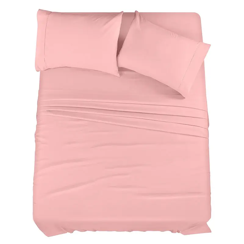 Wholesale 100% Organic Bamboo Bed Pink Cover Eco-friendly 300 TC Queen Bedsheet Set