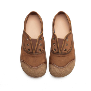 Mocassins à enfiler pour femmes en cuir nubuck, <span class=keywords><strong>chaussures</strong></span> plates décontractées confortables pour la marche, <span class=keywords><strong>semelle</strong></span> en caoutchouc crêpe respirante - Product Image 5