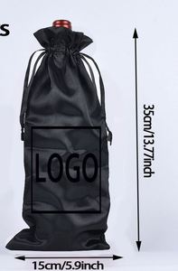Satin Black Wine <b>Gift</b> <b>Bags</b> with Drawstrings & Tags, Reusable Wine <b>Bottle</b> Covers for Multiple Occasions - Product Image 2