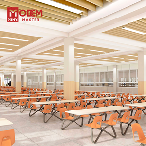 MINYI BOW Empregado Cantina Escola 4 Seater MDF Madeira Mesa De Jantar & Cadeira Set Escola Hotel Cafeteria Salões De Jantar - Product Image 1