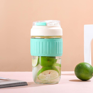 Vaso de Vidrio Moderno Unisex de Pared Simple de 350 ml con Tapa y Pajita Antiderrames, Apto para Alimentos y Reutilizable, Ideal para Regalos Empresariales - Product Image 1