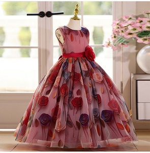 Robes de princesse en maille de style européen pour enfants, robes de demoiselle d'honneur moelleuses, robes de fête élégantes pour enfants de 10 ans - Product Image 3