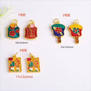 จี้เคลือบทองโบราณลายดอกพีชสำหรับสร้อยคอเสื้อสเวตเตอร์ เครื่องประดับขายส่ง - Product Image 2