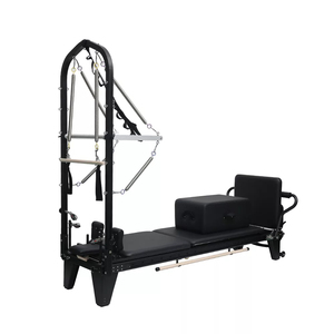 Reformer de yoga commercial en aluminium de qualité supérieure avec demi-tournebrise, modèle Ttrack complet, couleur Noir, référence Eleven-ab-re002 Essence Black - Product Image 1